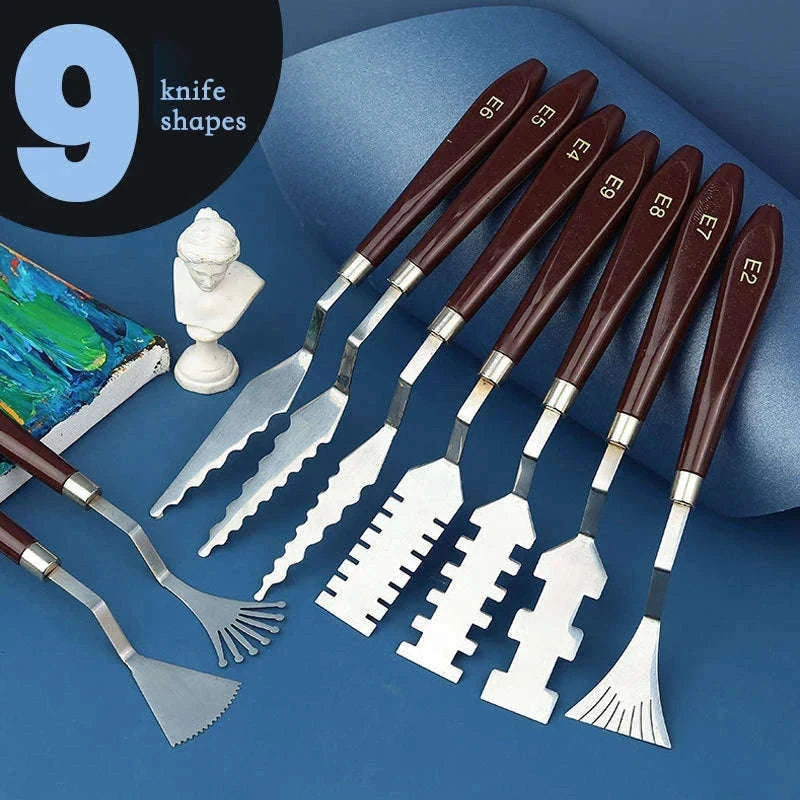 9-Piece Flower Art Scraper Texture Knife Set for Painting-Default Title