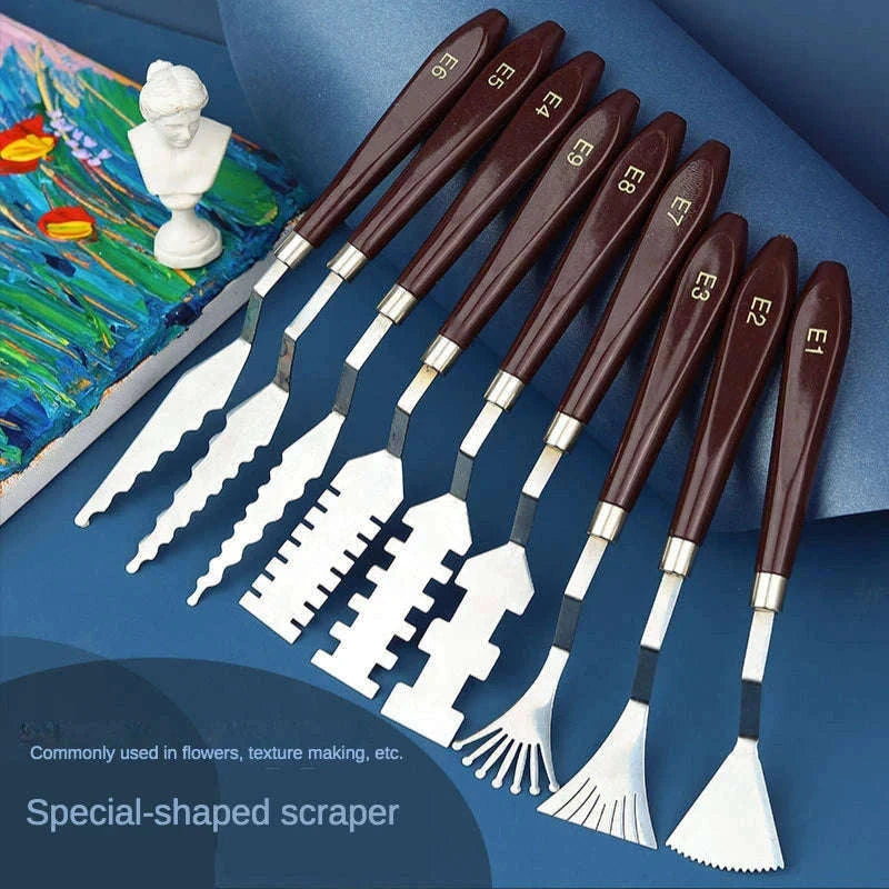9-Piece Flower Art Scraper Texture Knife Set for Painting-Default Title