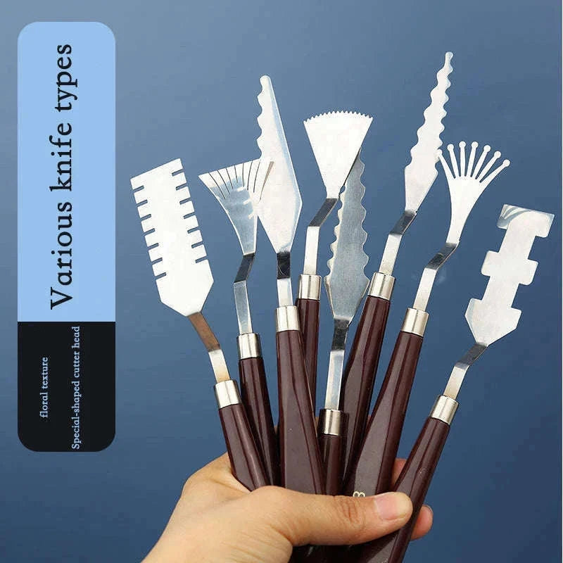 9-Piece Flower Art Scraper Texture Knife Set for Painting-Default Title