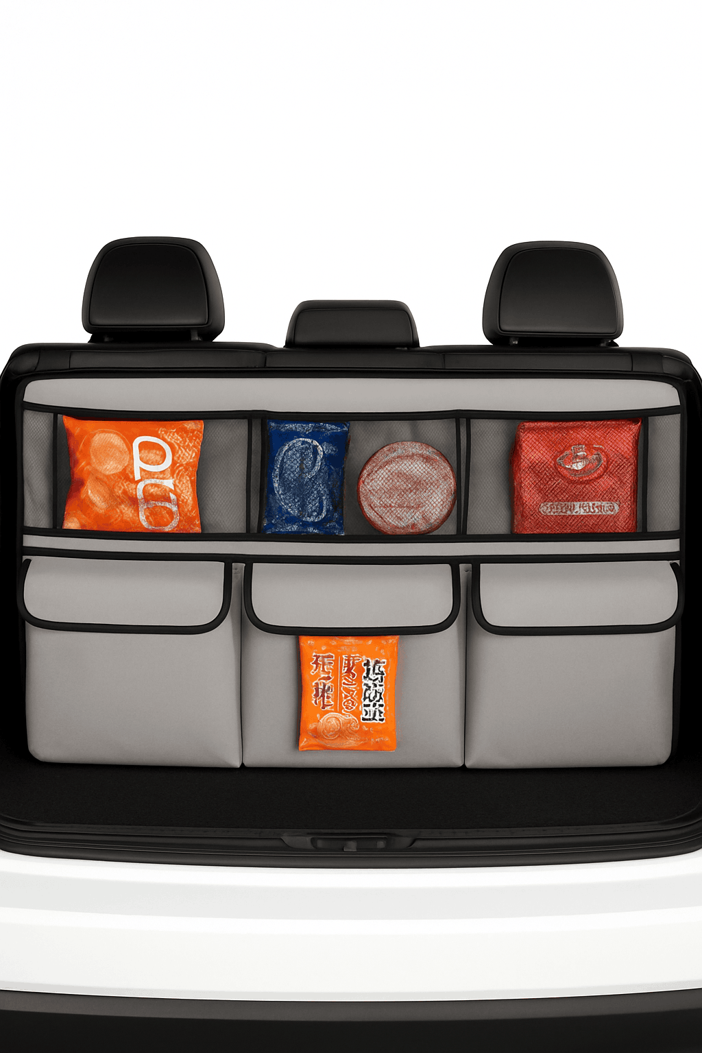 9-Pocket Car Seat Back Organizer with Zipper-Gray