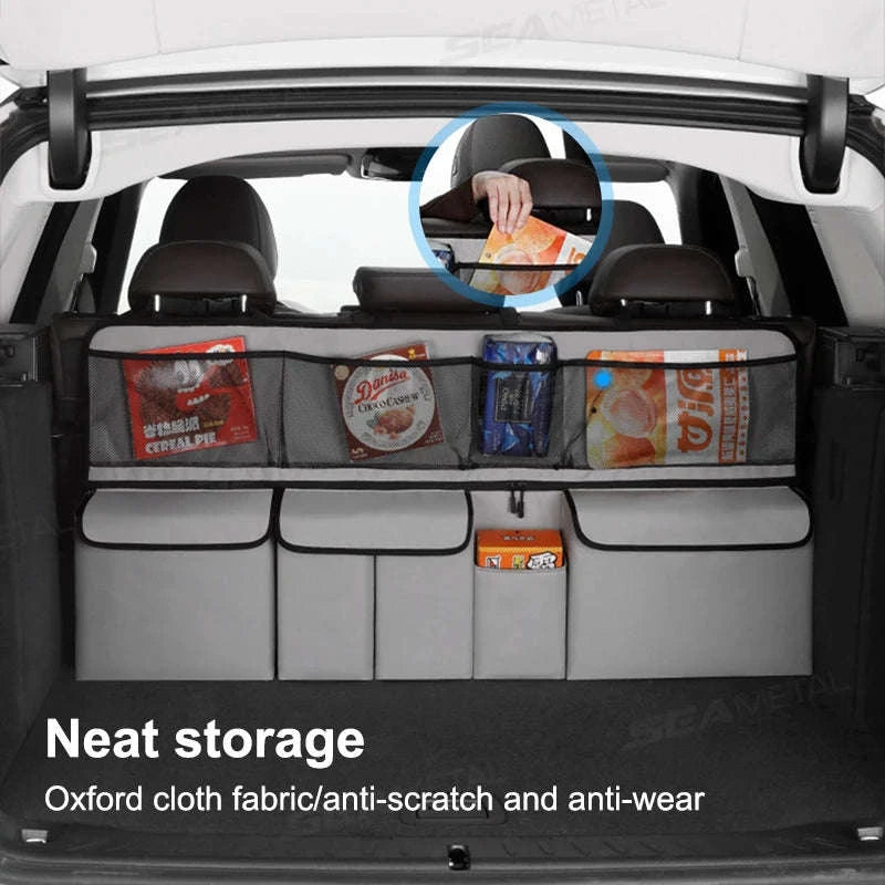 9-Pocket Car Seat Back Organizer with Zipper-Gray