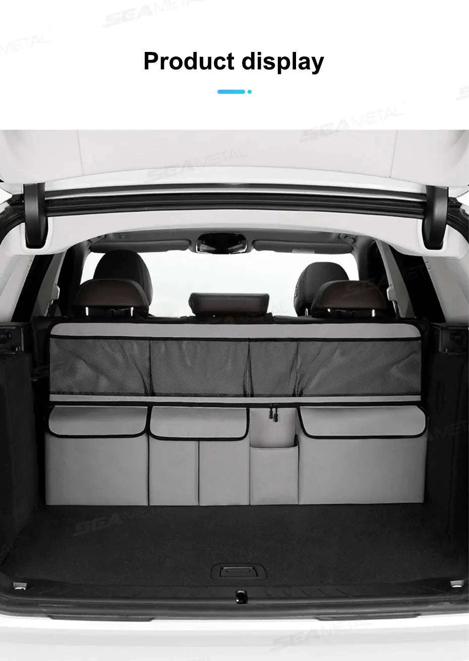 9-Pocket Car Seat Back Organizer with Zipper-Gray