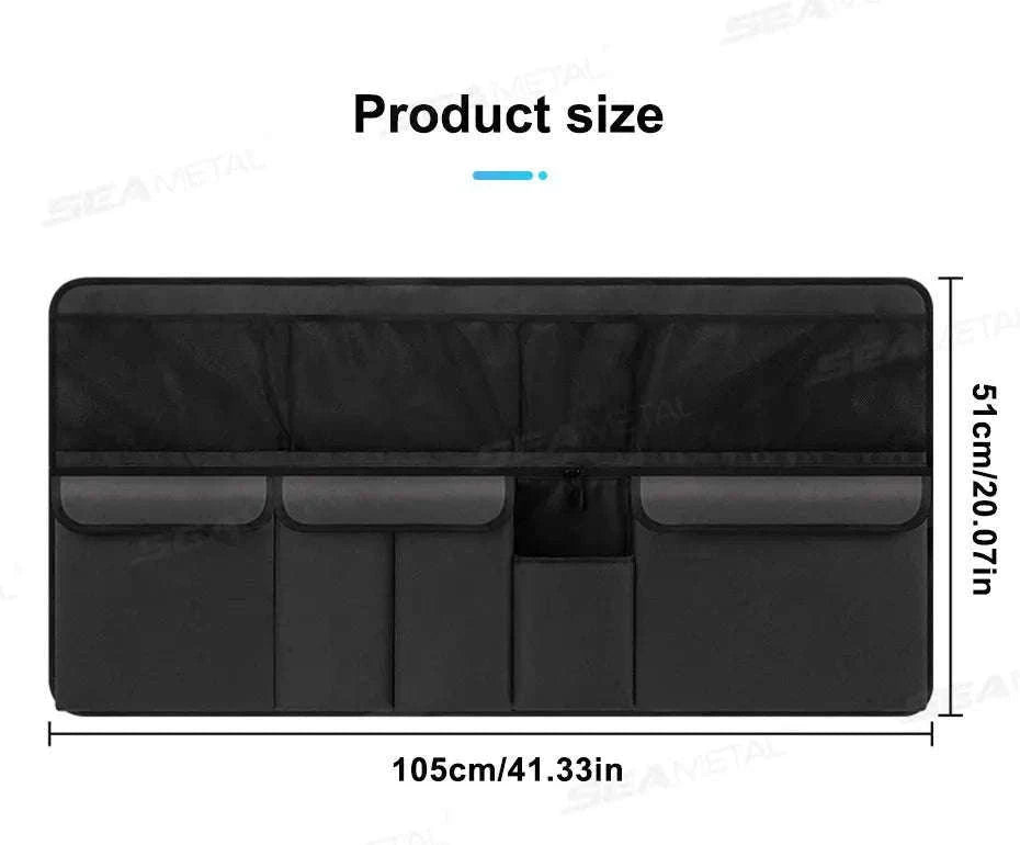 9-Pocket Car Seat Back Organizer with Zipper-Gray