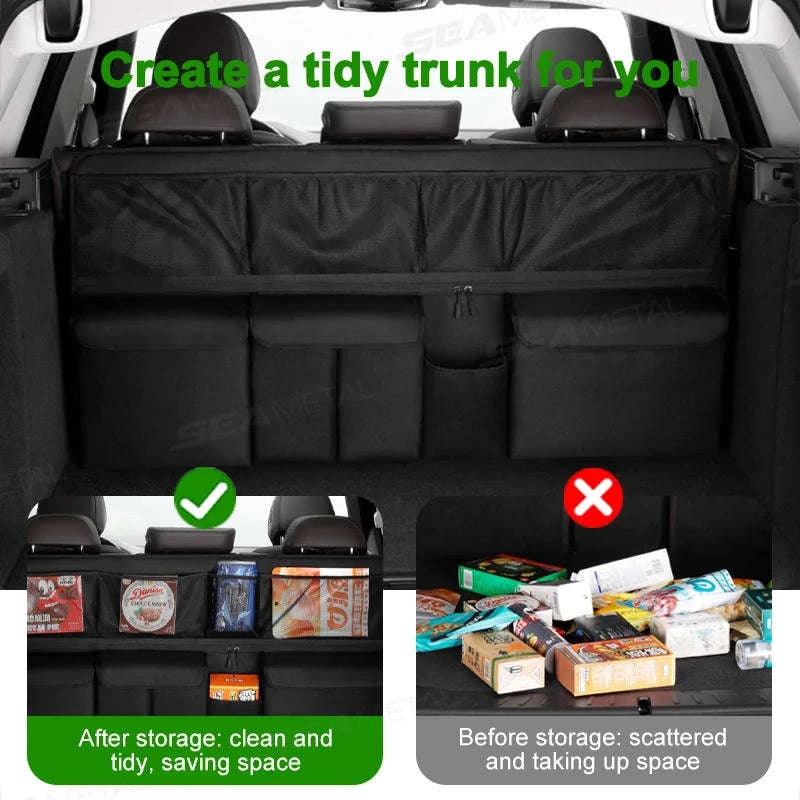 9-Pocket Car Seat Back Organizer with Zipper-Gray