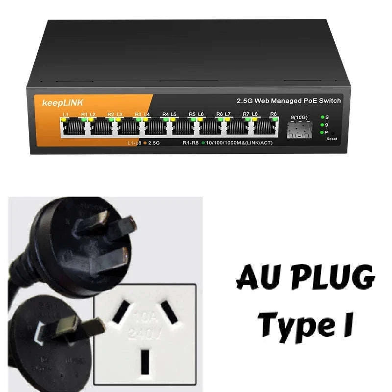 9-Port Multi-Gigabit Managed Switch with 10Gb Uplink-Switch with UK Plug