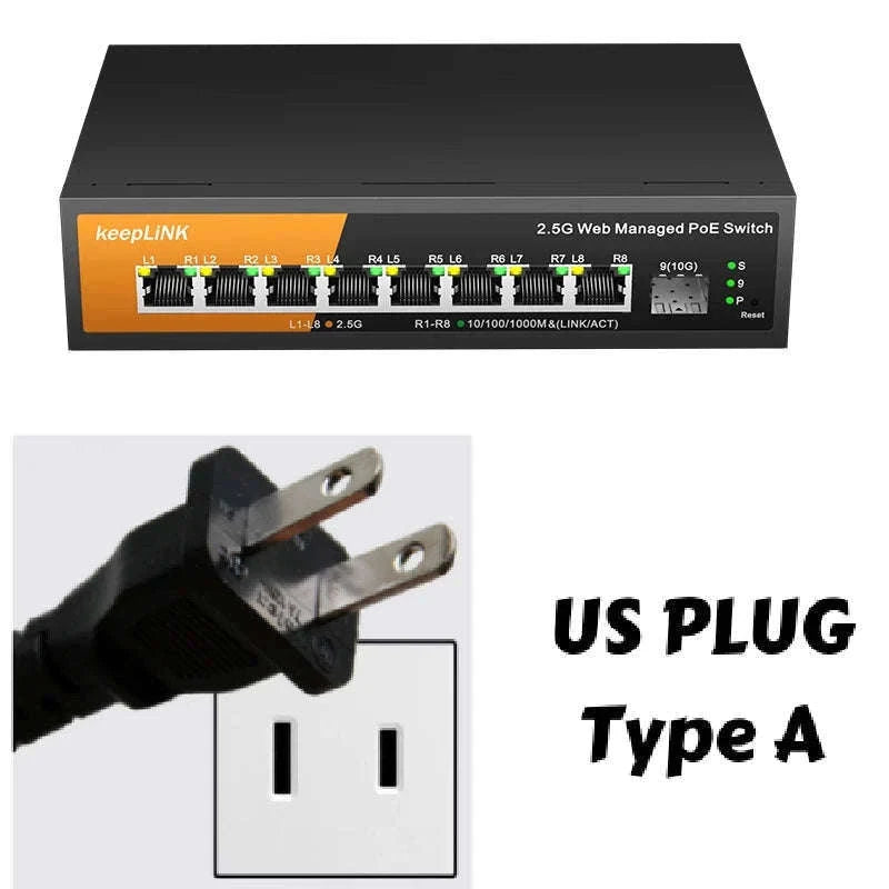 9-Port Multi-Gigabit Managed Switch with 10Gb Uplink-Switch with UK Plug