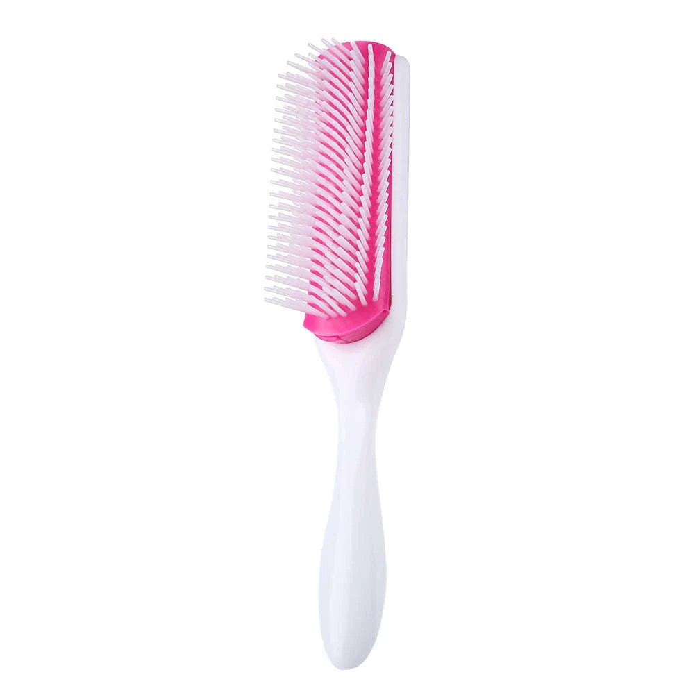 9-Row Detangling Hair Brush with Scalp Massage Design-red L / france