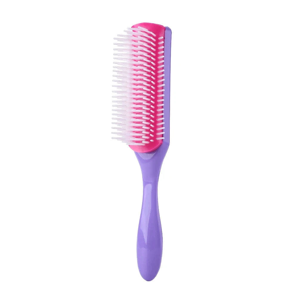 9-Row Detangling Hair Brush with Scalp Massage Design-red L / france