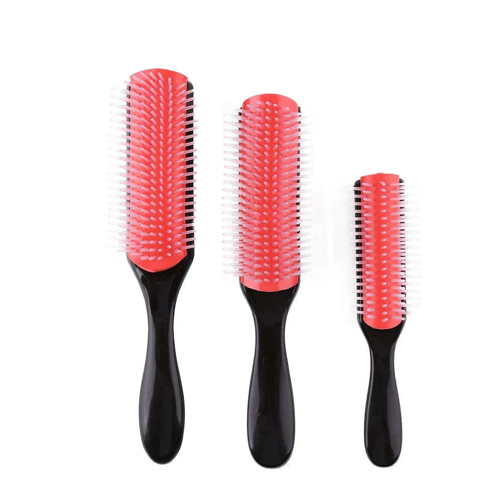 9-Row Detangling Hair Brush with Scalp Massage Design-red L / france