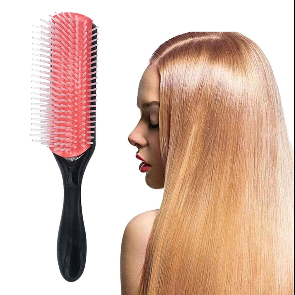 9-Row Detangling Hair Brush with Scalp Massage Design-red L / france