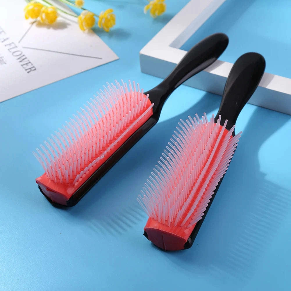 9-Row Detangling Hair Brush with Scalp Massage Design-red L / france