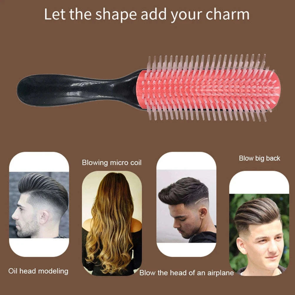 9-Row Detangling Hair Brush with Scalp Massage Design-red L / france