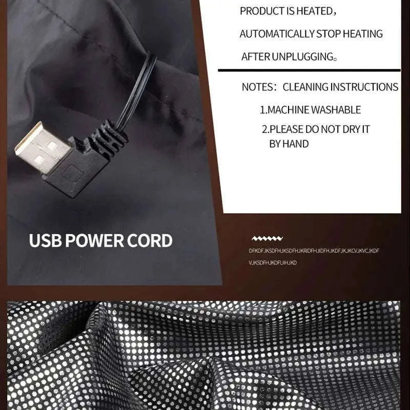 9-Zone Graphene Heated Jacket for Men and Women-9 areas heated black / XXL