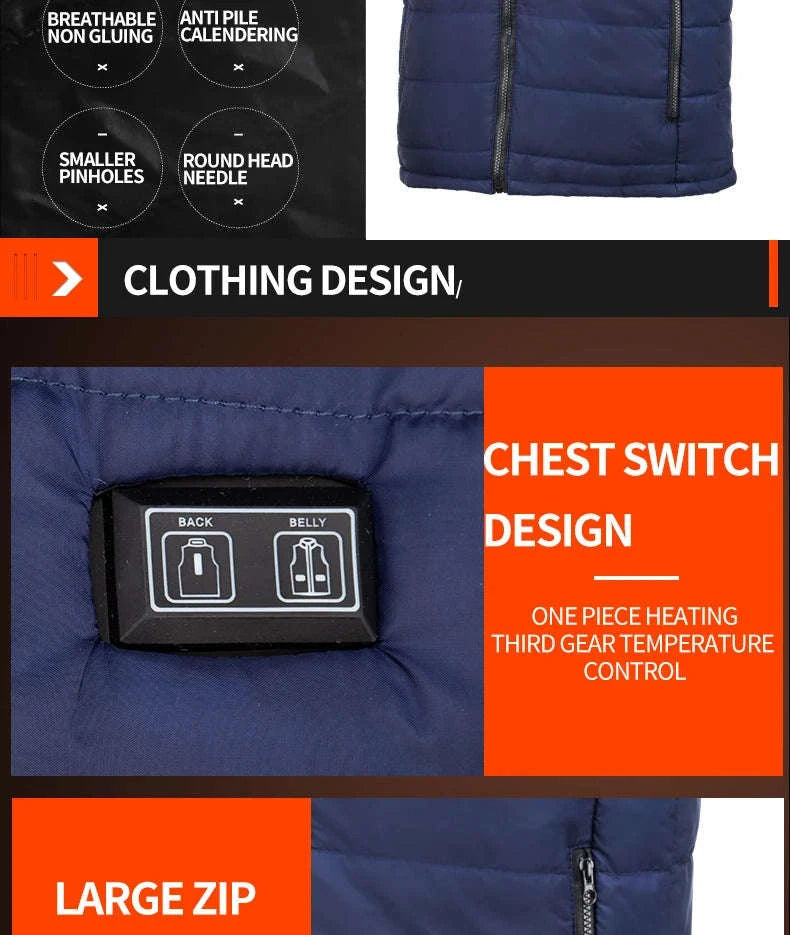 9‑Zone Graphene Heated Jacket for Men & Women-9 areas heated black / XXL