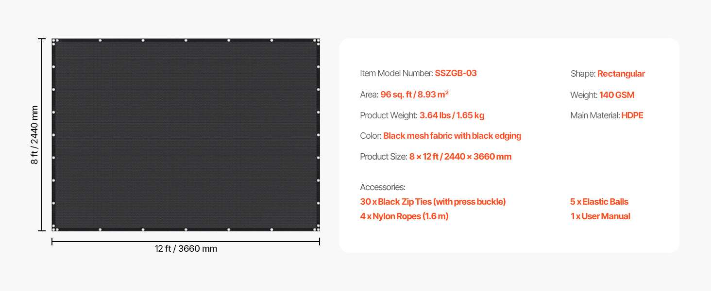 90% Sun Shade Cloth HDPE Pergola Cover for Patio Garden-185GSM 10x10ft Black / GERMANY