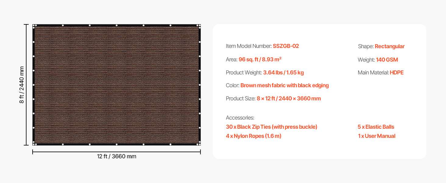 90% Sun Shade Cloth HDPE Pergola Cover for Patio Garden-185GSM 12x12ft Beige / United States