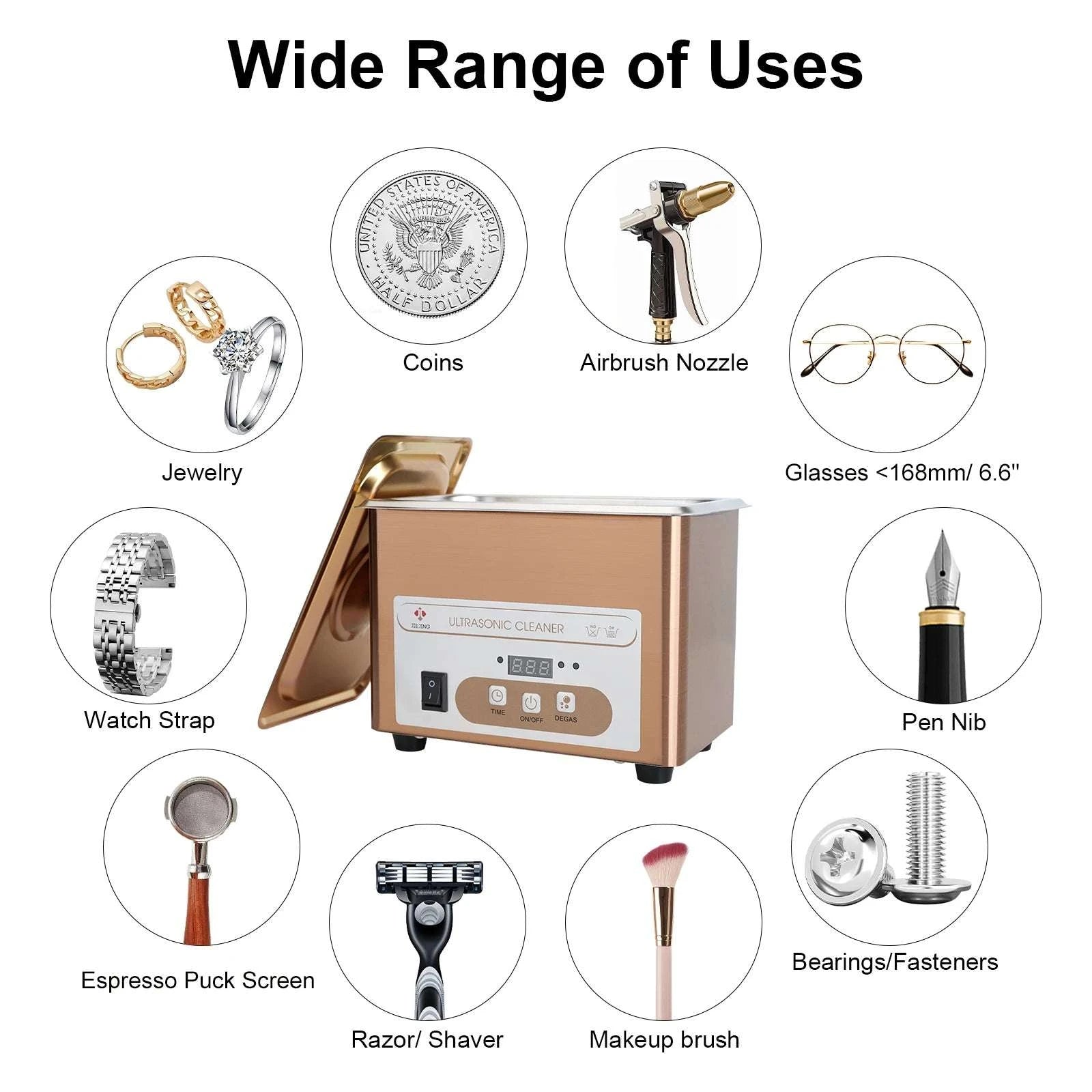 900ML Ultrasonic Cleaner 40kHz Jewelry, Glasses & Parts Cleaning Machine-110V-US Plug / China Mainland