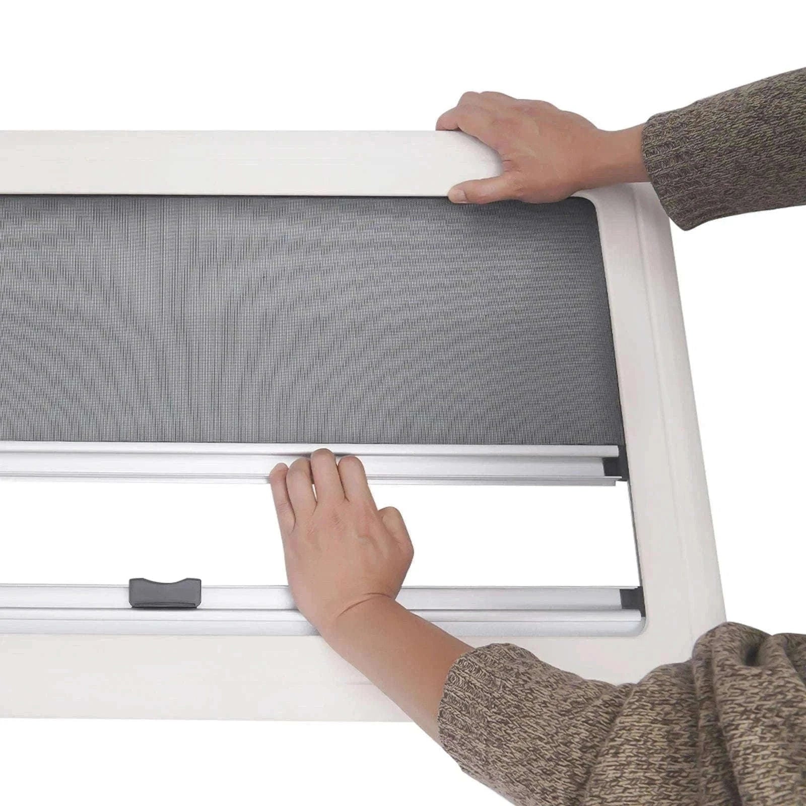 900x500mm Caravan Ventilation Window with Blind and Screen-Black / spain