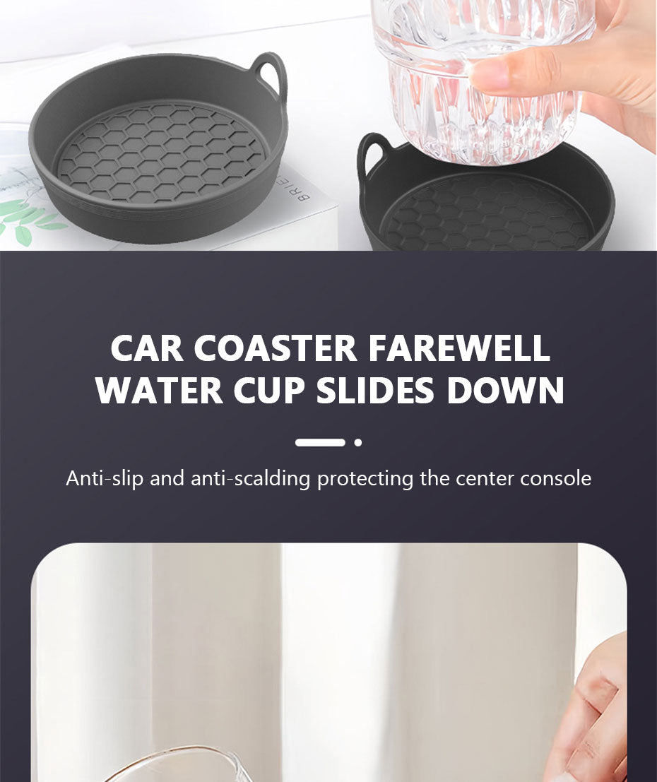 SEAMETAL 2Pcs Anti-Slip Coaster for Car Stable Food Grade Silicone Gel Drink Holder Pad Universal 7cm Auto Cup Holder Coaster
