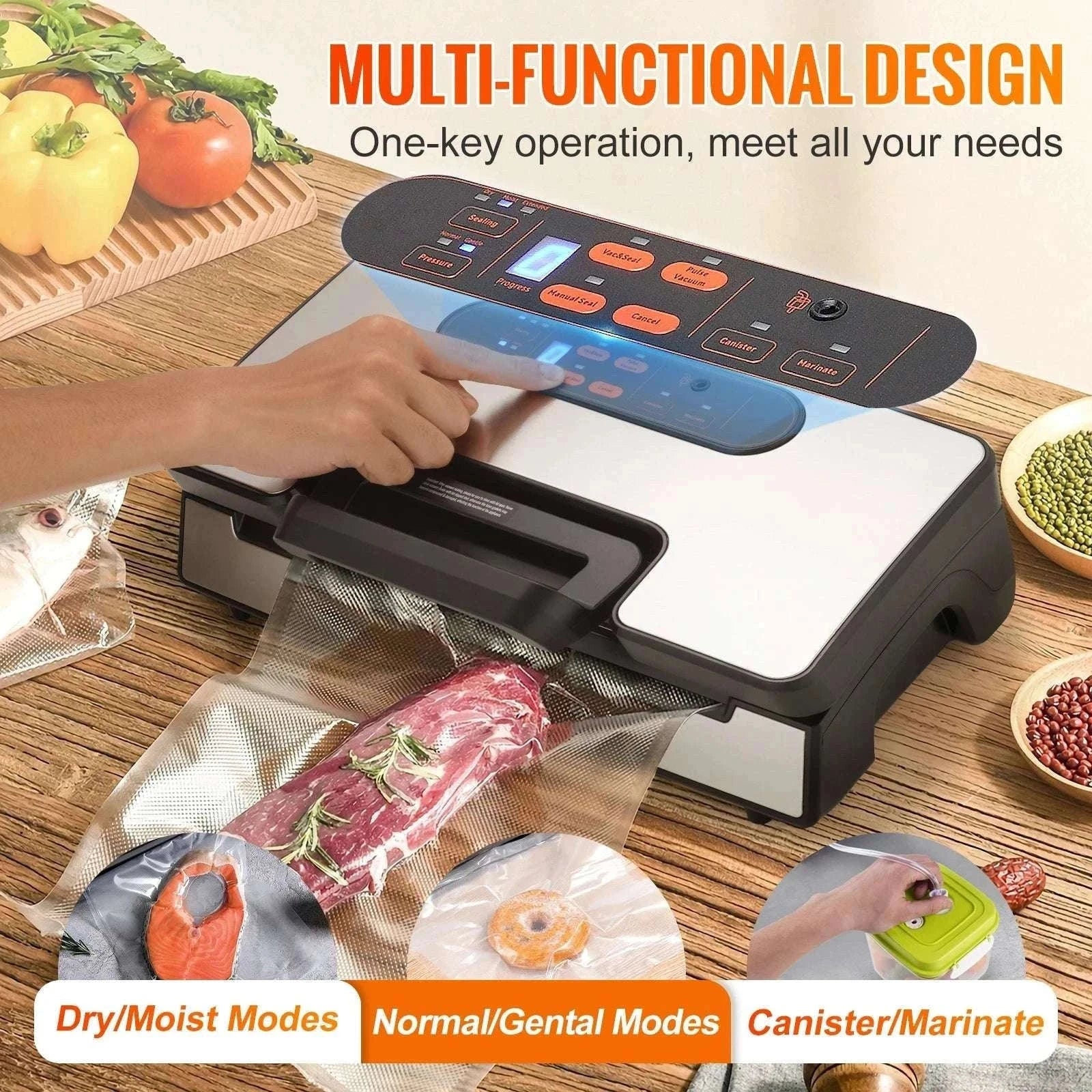 90Kpa Vacuum Sealer Machine with Dual Pumps & Starter Bags-130 W / spain