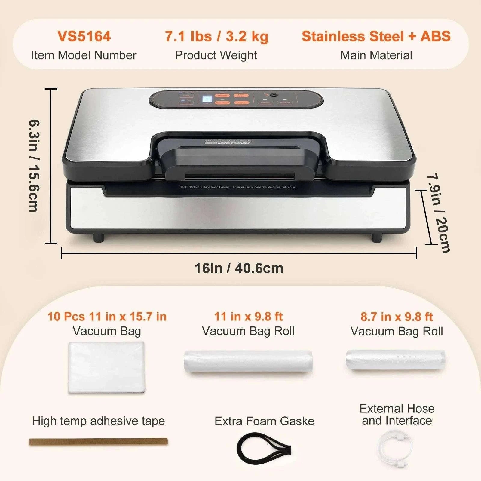 90Kpa Vacuum Sealer Machine with Dual Pumps & Starter Bags-130 W / spain