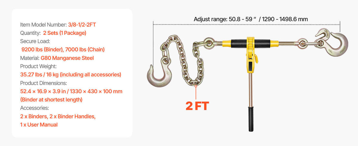9200 lbs Ratchet Chain Binder for 3/8 in to 1/2 in Chains-9200 lbs / france
