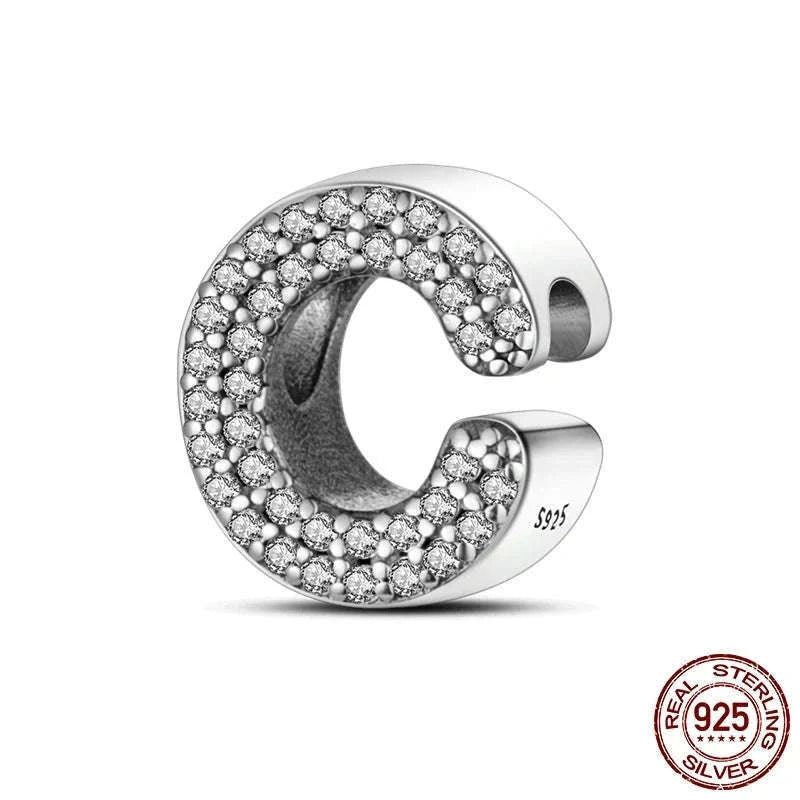 925 Sterling Silver Alphabet Bead Charm for Personal Jewelry-KTC165-Y