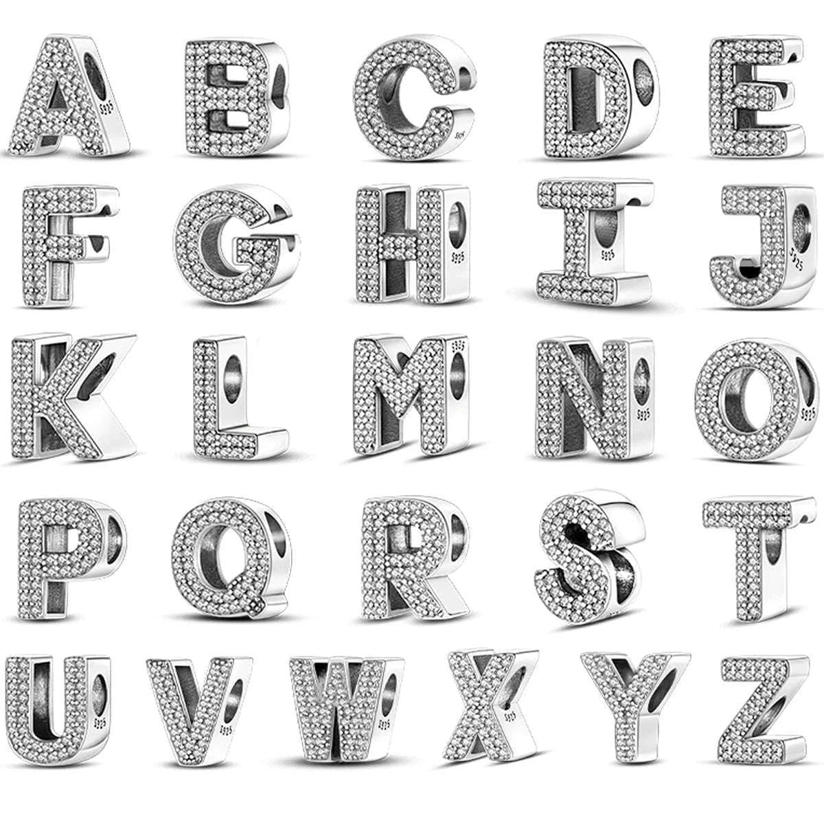 925 Sterling Silver Alphabet Bead Charm for Personal Jewelry-KTC165-Y