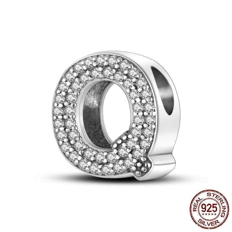 925 Sterling Silver Alphabet Bead Charm for Personal Jewelry-KTC165-Y