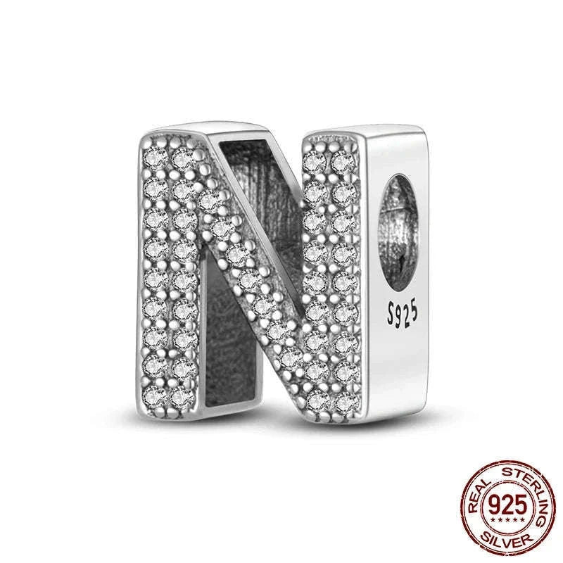 925 Sterling Silver Alphabet Bead Charm for Personal Jewelry-KTC165-Y
