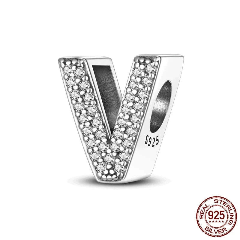 925 Sterling Silver Alphabet Bead Charm-KTC165-Y