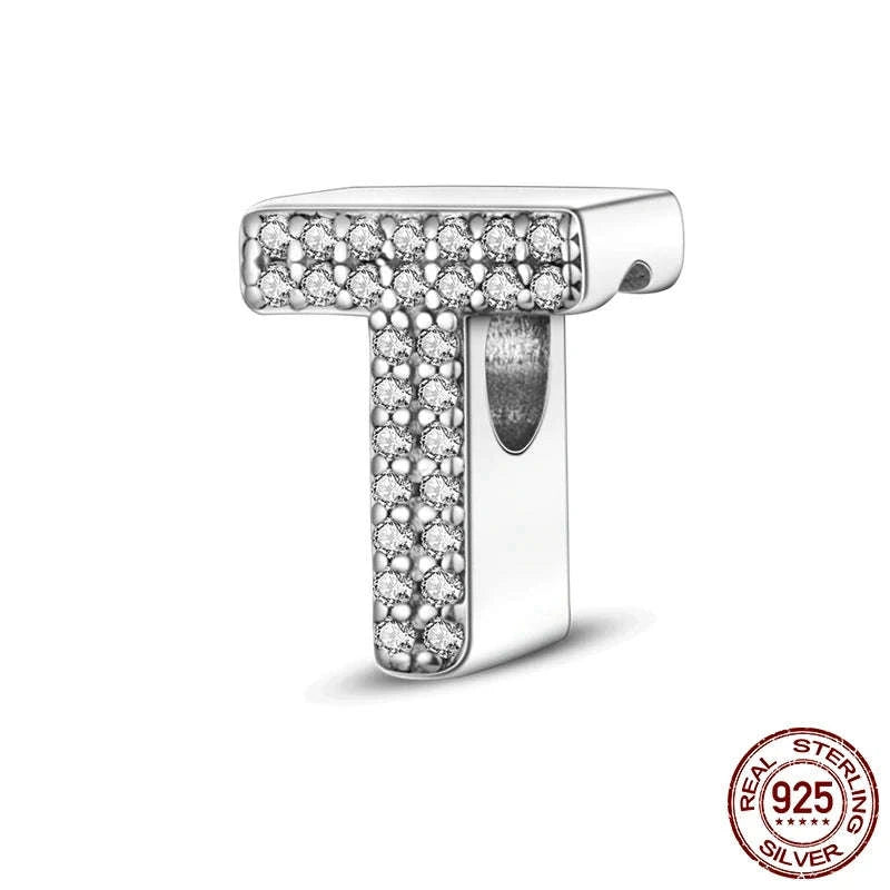 925 Sterling Silver Alphabet Bead Charm-KTC165-Y