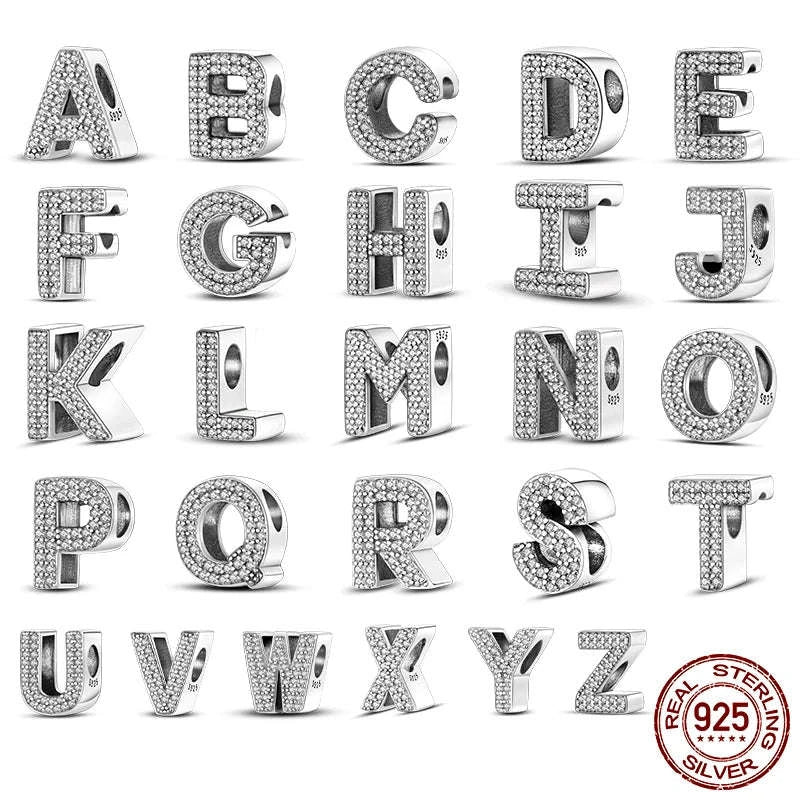 925 Sterling Silver Alphabet Bead Charm-KTC165-Y