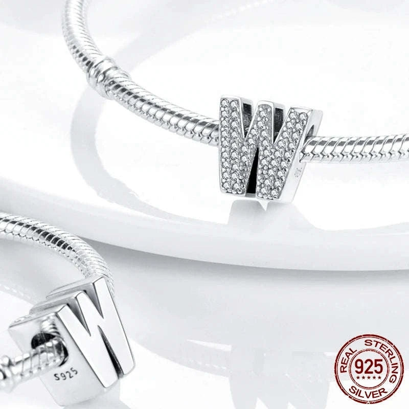 925 Sterling Silver Alphabet Bead Charm-KTC165-Y
