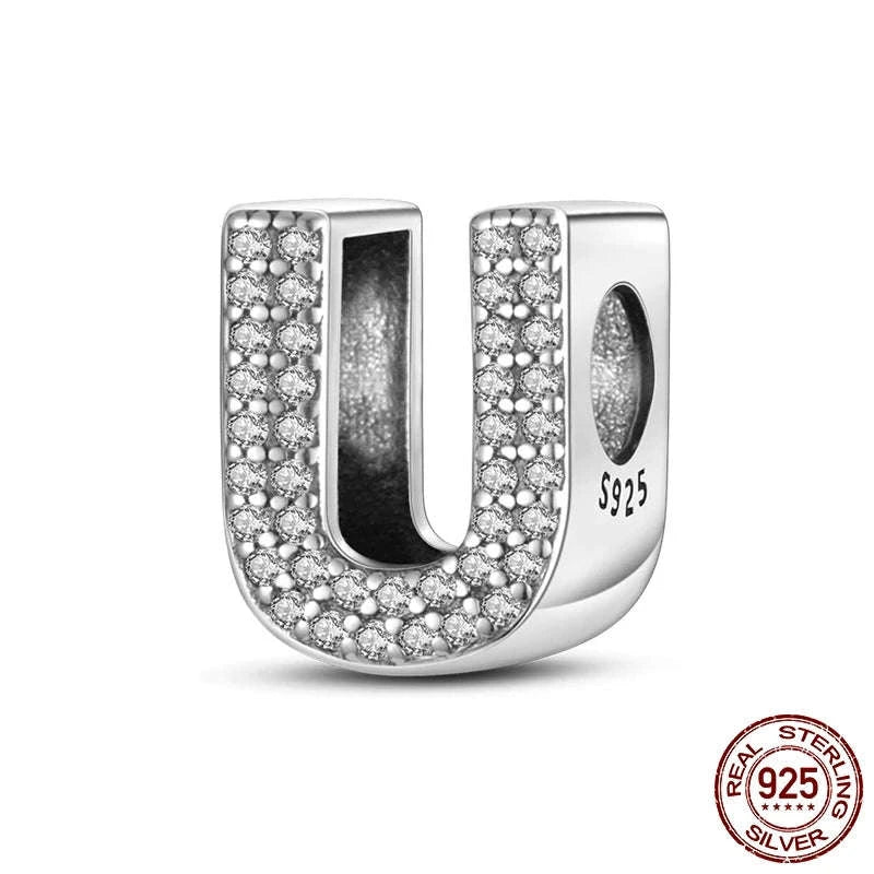 925 Sterling Silver Alphabet Bead Charm-KTC165-Y