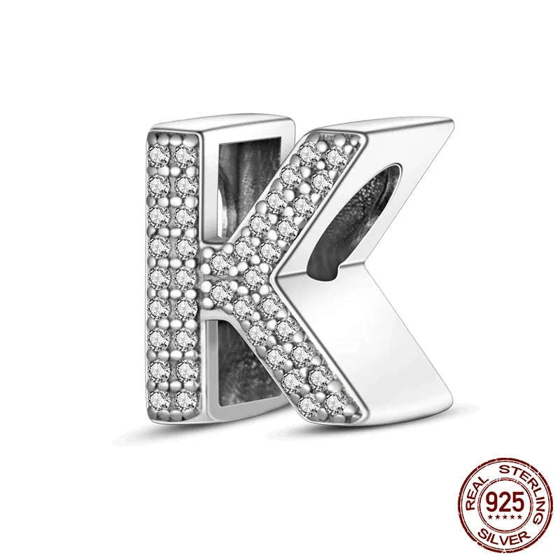 925 Sterling Silver Alphabet Bead Charm-KTC165-Y