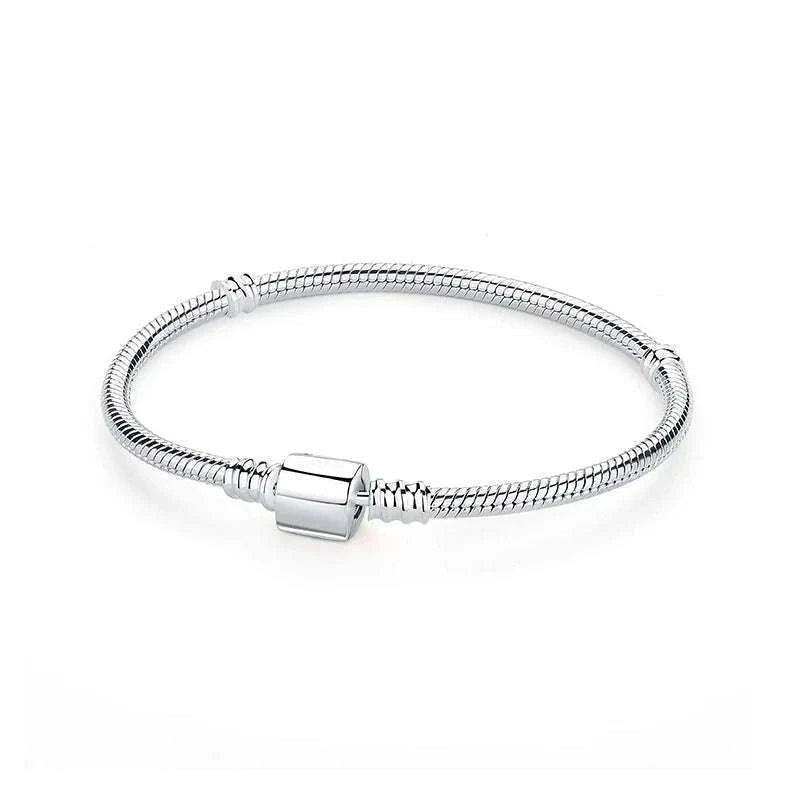 925 Sterling Silver Bracelet with Heart Charms-20 / 17cm