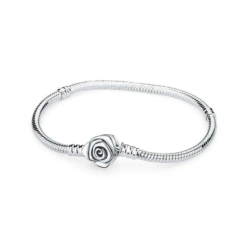 925 Sterling Silver Bracelet with Heart Charms-20 / 17cm