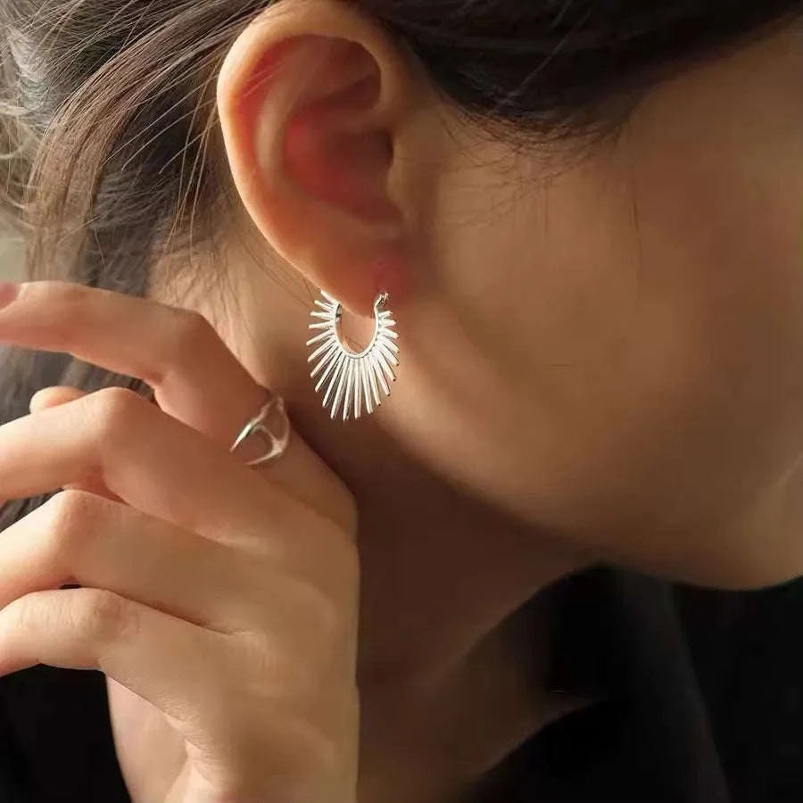 925 Sterling Silver CZ Star Moon Asymmetric Hoop Earrings-30HLZY4617-01