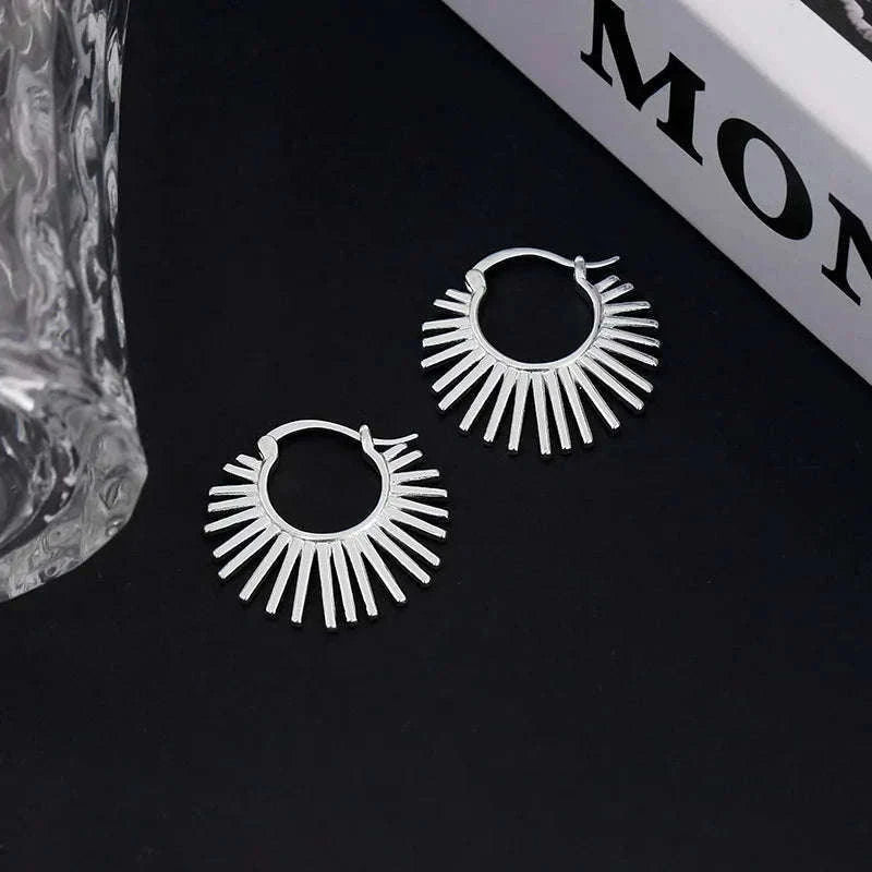 925 Sterling Silver CZ Star Moon Asymmetric Hoop Earrings-30HLZY4617-01