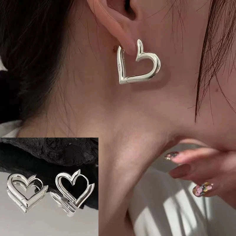 925 Sterling Silver CZ Star Moon Asymmetric Hoop Earrings-30HLZY4617-01