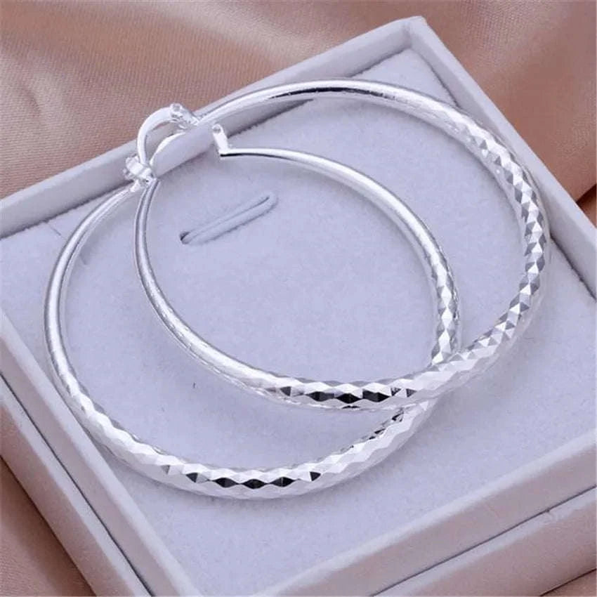 925 Sterling Silver Hoop Earrings-Default Title