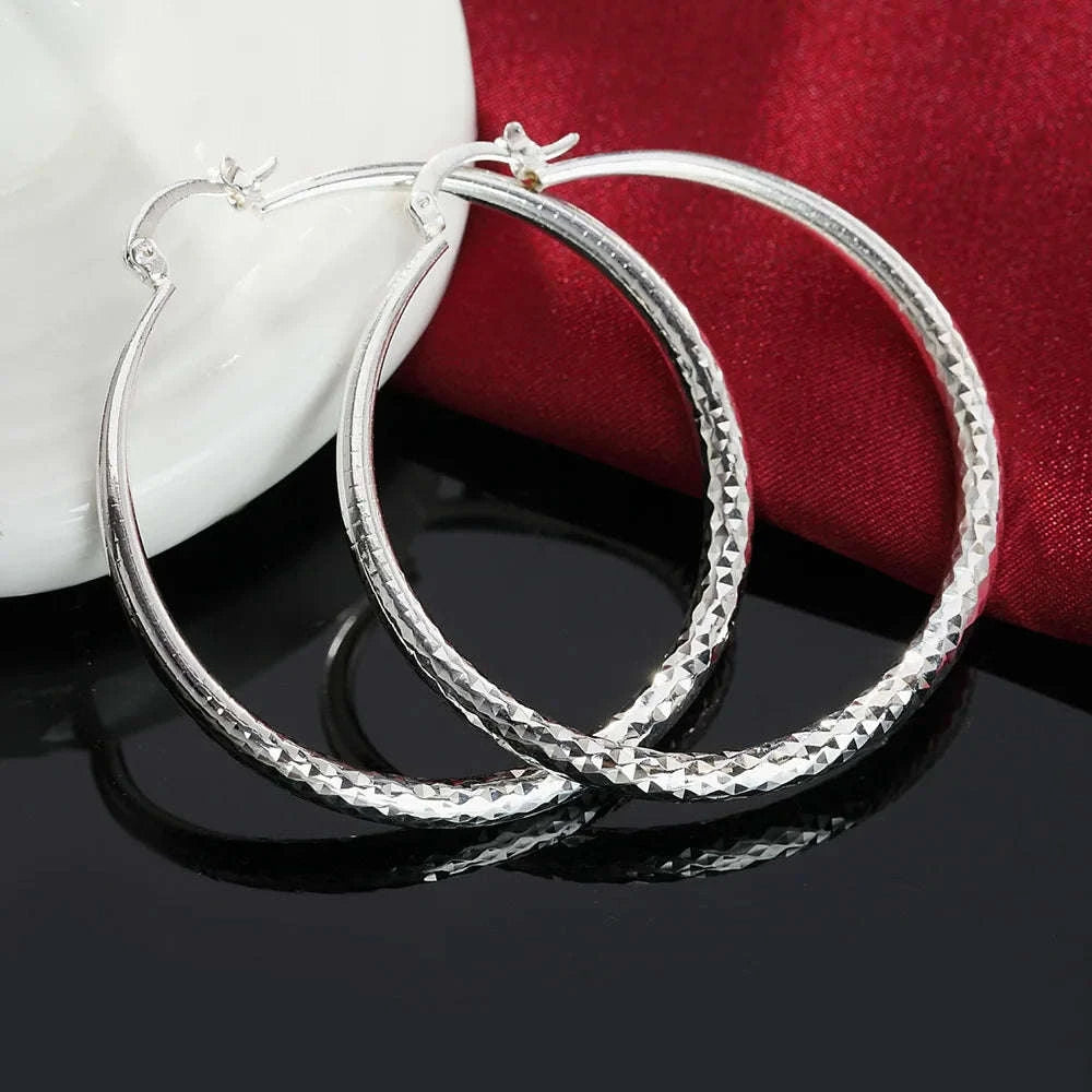 925 Sterling Silver Hoop Earrings-Default Title