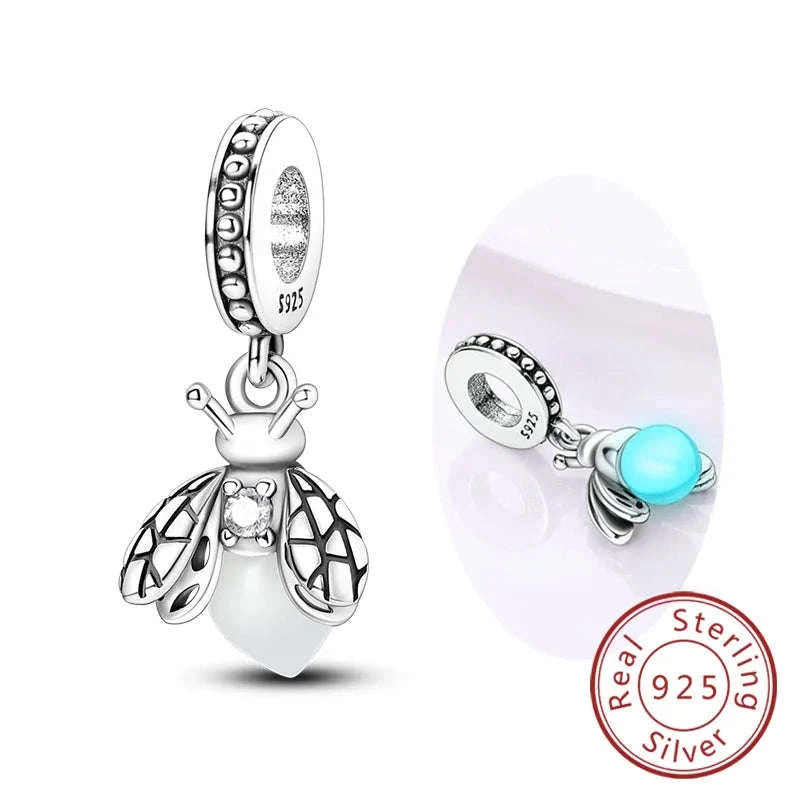 925 Sterling Silver Luminous Firefly Butterfly Charm-KTC268