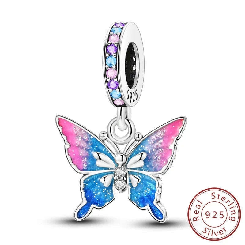 925 Sterling Silver Luminous Firefly Butterfly Charm-KTC268