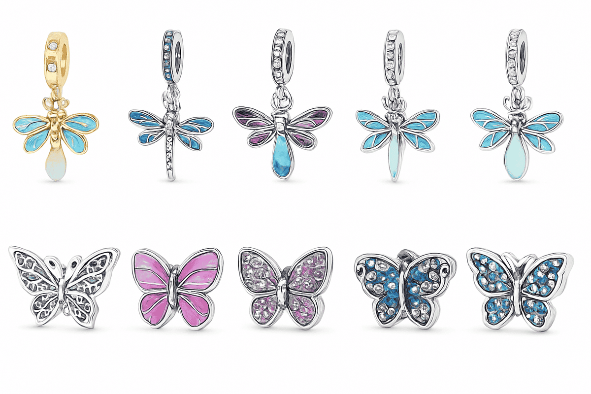 925 Sterling Silver Luminous Firefly Butterfly Charm-KTC268