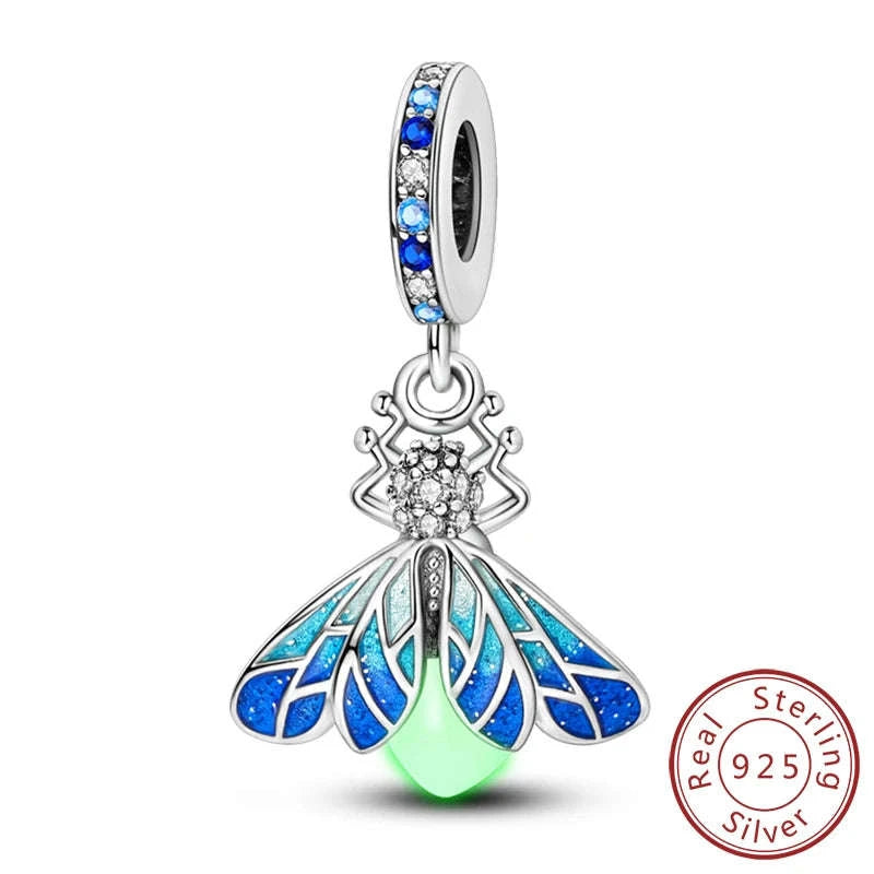 925 Sterling Silver Luminous Firefly Butterfly Charm-KTC268