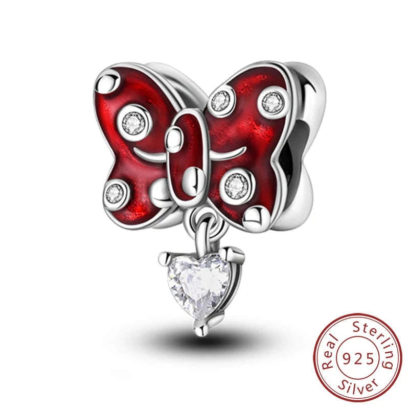 925 Sterling Silver Pink Bow Perfume Bottle Charm Bead-KTC685