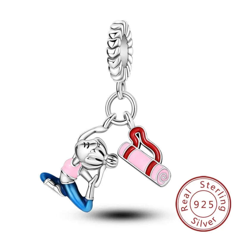 925 Sterling Silver Pink Bow Perfume Bottle Charm Bead-KTC685