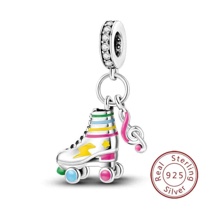 925 Sterling Silver Pink Bow Perfume Bottle Charm Bead-KTC685
